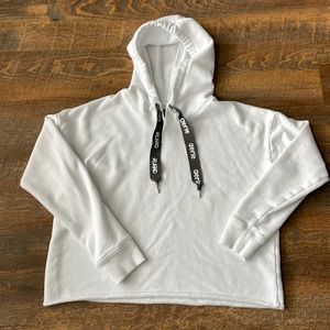 Aerie White Crop Hoodie Sweatshirt - Small